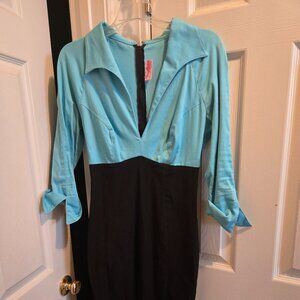 Pinup Couture Lauren dress, blue/black, Size M, EUC